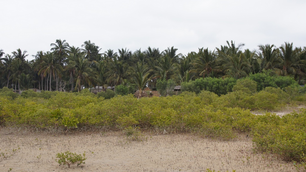 Ein Dorf vom Meer aus